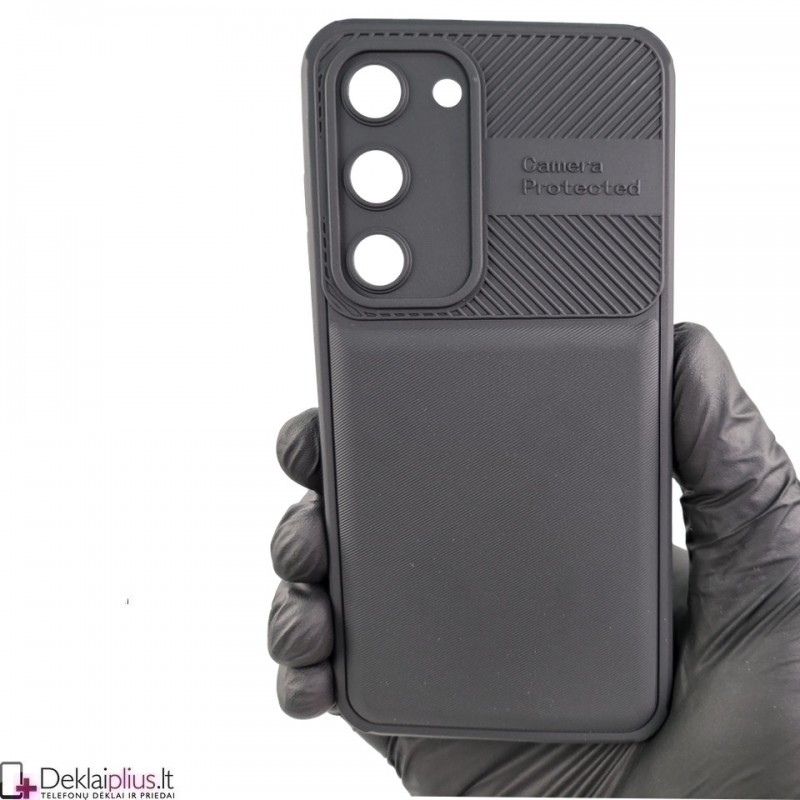 Guminis dėklas su papildoma kameros apsauga Samsung S23 telefonui Guminis dėklas su papildoma kameros apsauga Samsung S23 telefonui